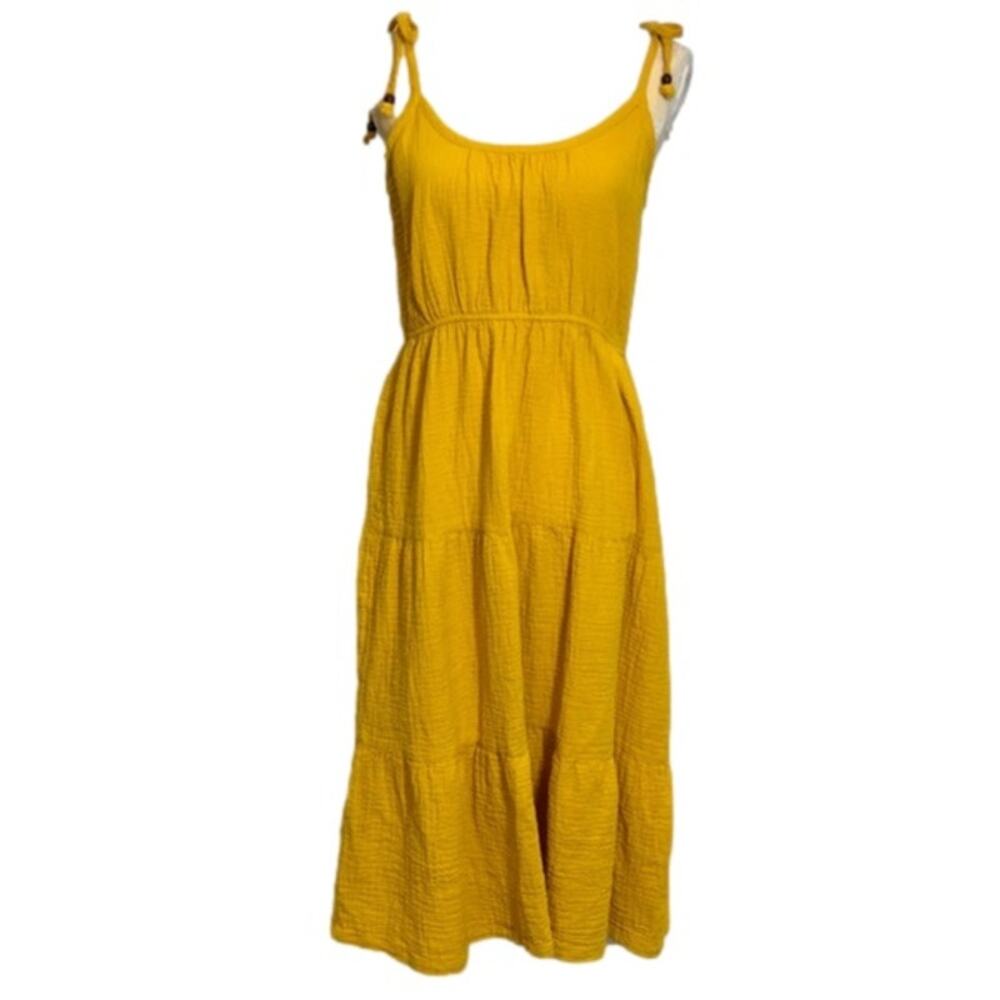 LUCKY BRAND Gauzy Tier Midi Dress Tie Strap NO SIZE ~Fits Large / L Measurements